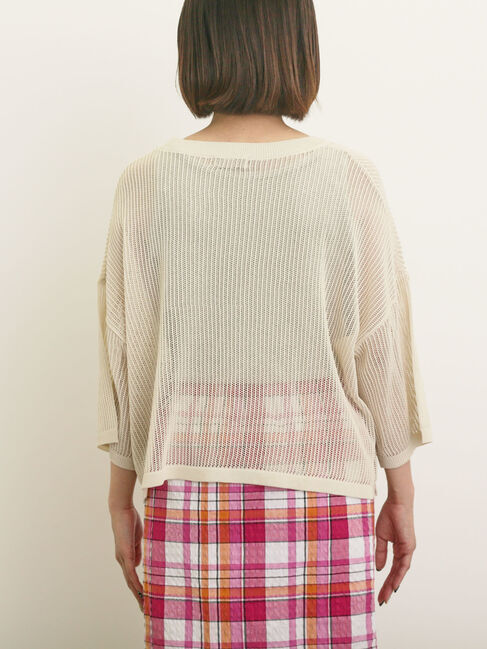 Samansa Mos2「テープロゴ刺繍ニットプルオーバー」|ニット・セーター|