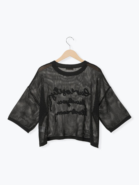 Samansa Mos2「テープロゴ刺繍ニットプルオーバー」|ニット・セーター|