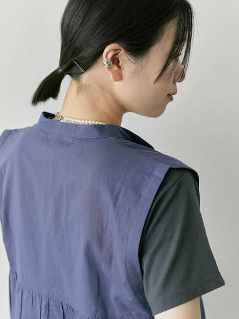 Samansa Mos2 blue「【Made in India】リボンベスト」|シャツ・ブラウス|