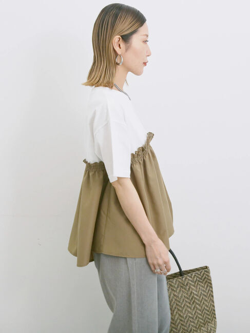 Samansa Mos2 blue「アソートドッキングプルオーバー」|Tシャツ・カットソー|