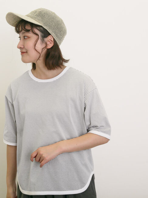Samansa Mos2「◎ラウンドヘムボーダーカットソー」|Tシャツ・カットソー|