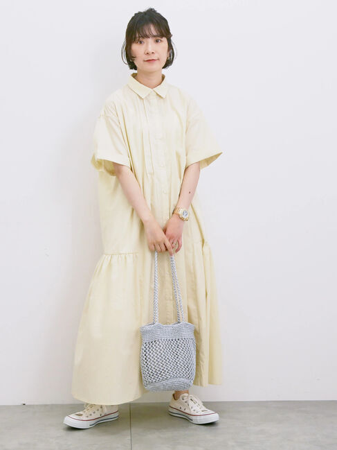 Samansa Mos2 blue「◎サイドギャザーシャツワンピース」|ワンピース|