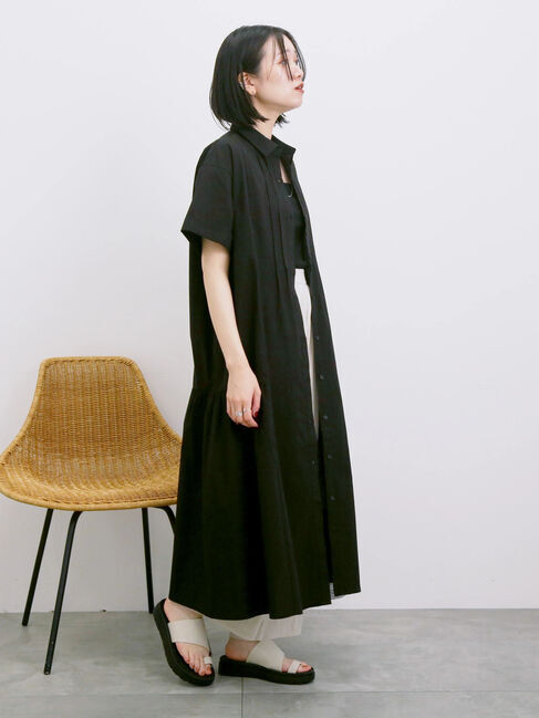 Samansa Mos2 blue「◎サイドギャザーシャツワンピース」|ワンピース|