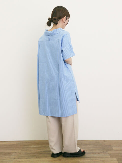 Samansa Mos2「【クールコットン】柄アソートスキッパーチュニック」|シャツ・ブラウス|