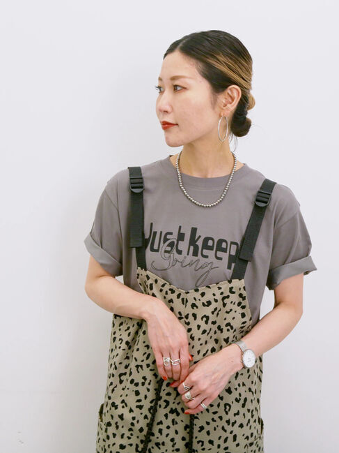 Samansa Mos2 blue「【接触冷感】ロゴプリントTシャツ」|Tシャツ・カットソー|