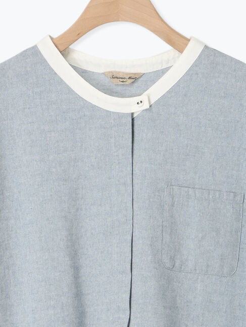 Samansa Mos2「【クールコットン】柄アソートクレリック袖タックブラウス」|シャツ・ブラウス|