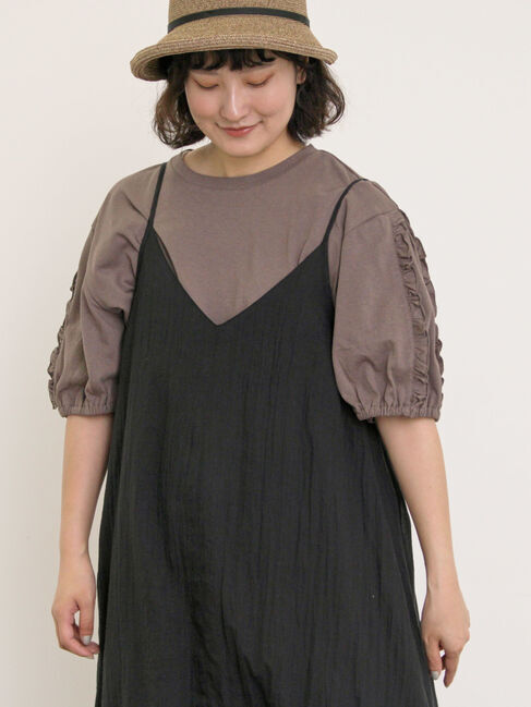 Samansa Mos2「袖タテフリルTシャツ」|Tシャツ・カットソー|モカ