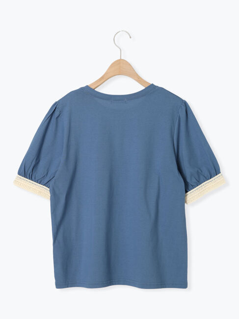 Samansa Mos2「【汗染み防止】袖口レースパフスリーブTシャツ」|Tシャツ・カットソー|