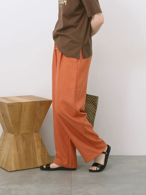 Samansa Mos2 blue「リネンタッチイージーパンツ」|その他|