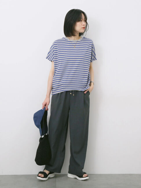 Samansa Mos2 blue「リネンタッチイージーパンツ」|その他|