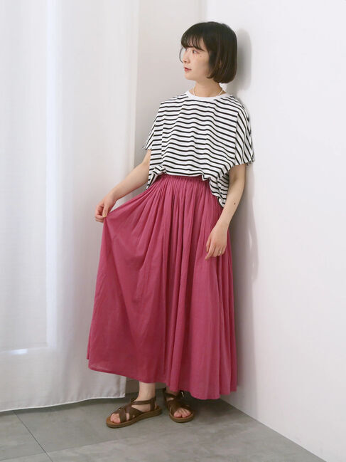 Samansa Mos2 blue「【Made in India】ボイルギャザースカート」|スカート|