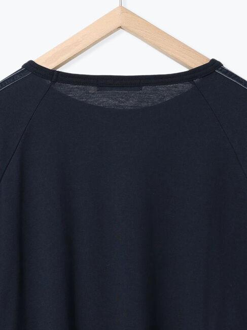 Samansa Mos2 blue「◎【接触冷感】ベロアラインリボンTシャツ」|Tシャツ・カットソー|