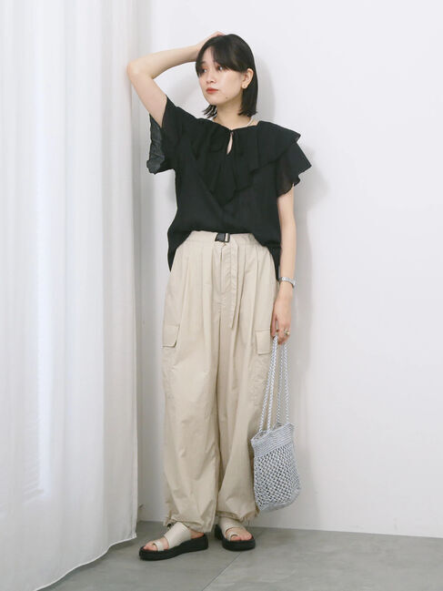 Samansa Mos2 blue「◎フリルブラウス」|シャツ・ブラウス|