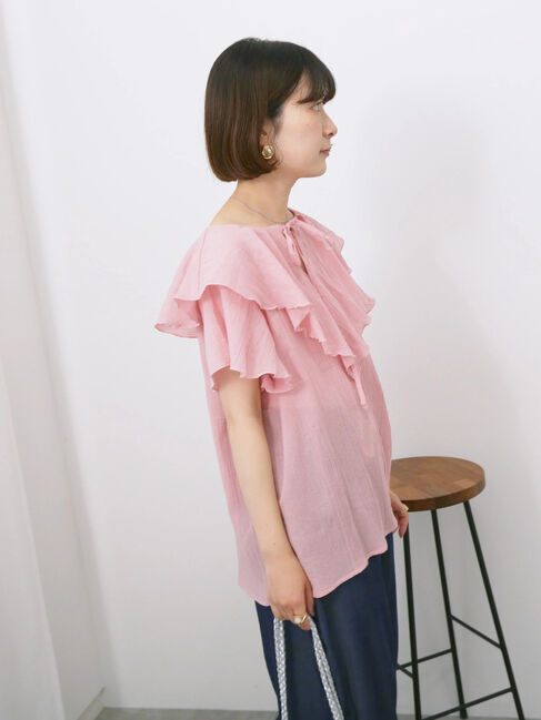 Samansa Mos2 blue「◎フリルブラウス」|シャツ・ブラウス|