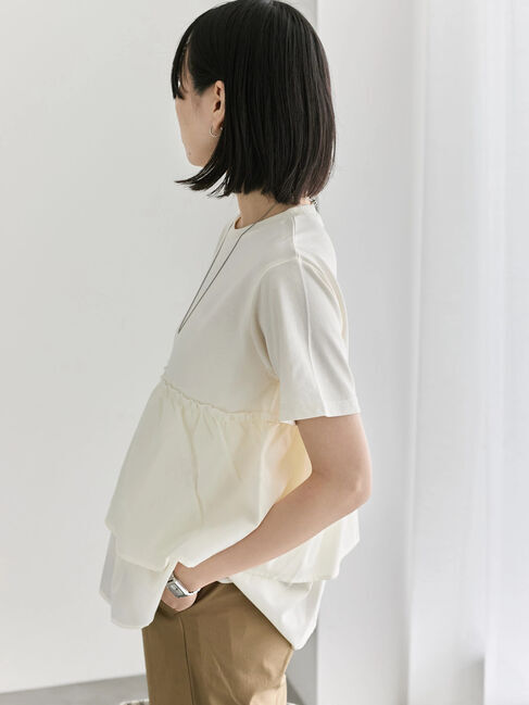 Samansa Mos2 blue「【接触冷感】ドッキングティアードプルオーバー」|Tシャツ・カットソー|