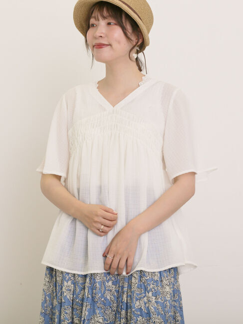Samansa Mos2「◎2WAYシャーリングチュニック」|シャツ・ブラウス|