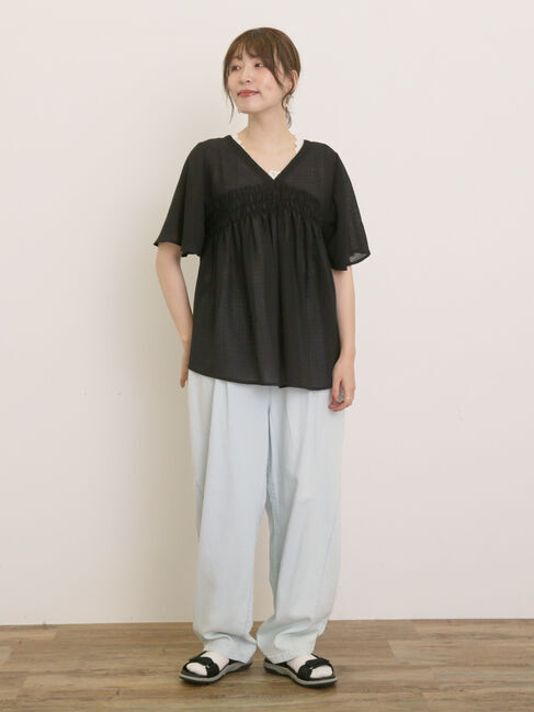 Samansa Mos2「◎2WAYシャーリングチュニック」|シャツ・ブラウス|