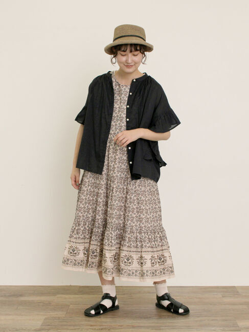 Samansa Mos2「インド柄アソート袖フリルブラウス」|シャツ・ブラウス|