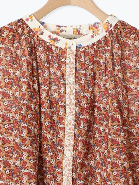 Samansa Mos2「インド柄アソート袖フリルブラウス」|シャツ・ブラウス|