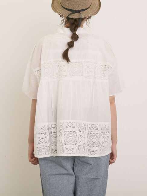Samansa Mos2「インド裾レースシャツ」|シャツ・ブラウス|