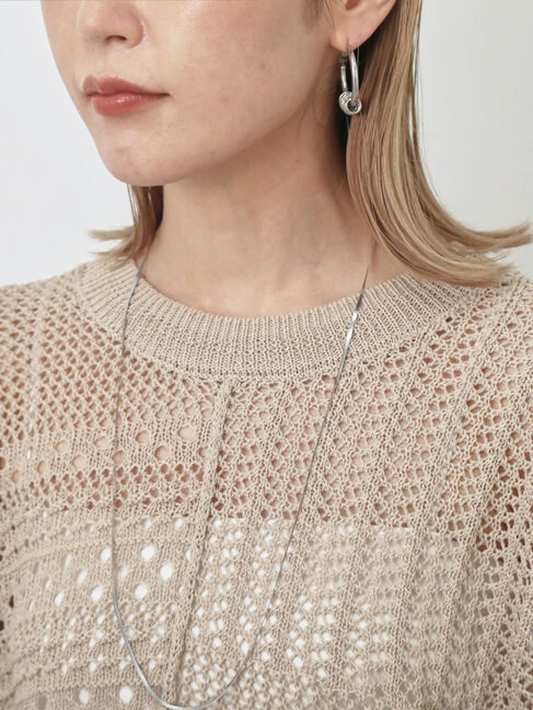 Samansa Mos2 blue「麻タッチパッチワークニットベスト」|ニット・セーター|