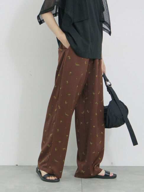 Samansa Mos2 blue「花柄イージーパンツ」|その他|