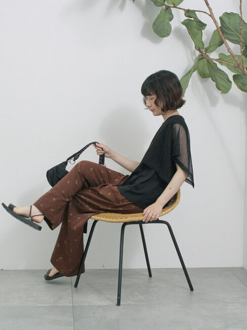 Samansa Mos2 blue「花柄イージーパンツ」|その他|