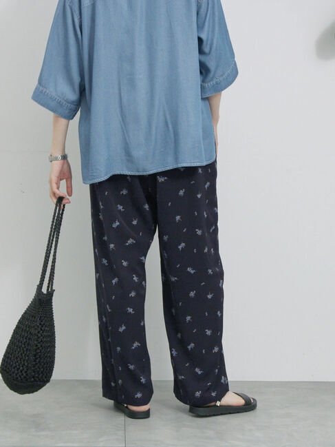 Samansa Mos2 blue「花柄イージーパンツ」|その他|