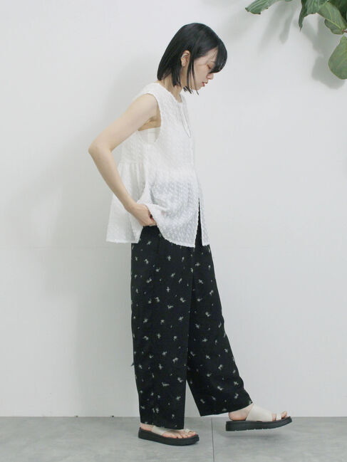 Samansa Mos2 blue「花柄イージーパンツ」|その他|