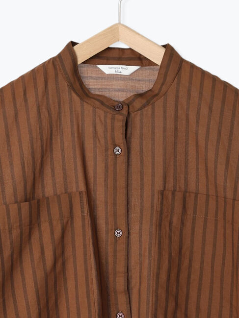 Samansa Mos2 blue「◎シアーストライプシャツ」|シャツ・ブラウス|