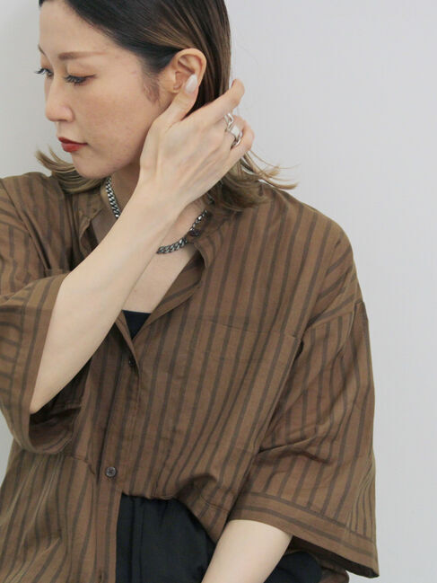 Samansa Mos2 blue「◎シアーストライプシャツ」|シャツ・ブラウス|