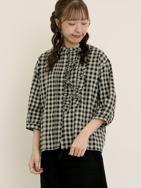 Samansa Mos2「フリルアシンメトリーブラウス」|シャツ・ブラウス|