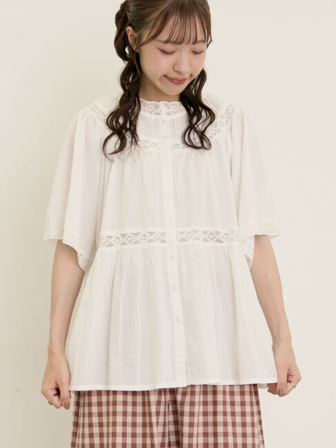 Samansa Mos2「レースティアードチュニックブラウス」|シャツ・ブラウス|