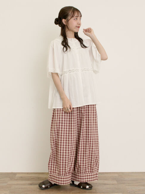 Samansa Mos2「【M/Lサイズ】裾切替ギャザーパンツ」|その他|