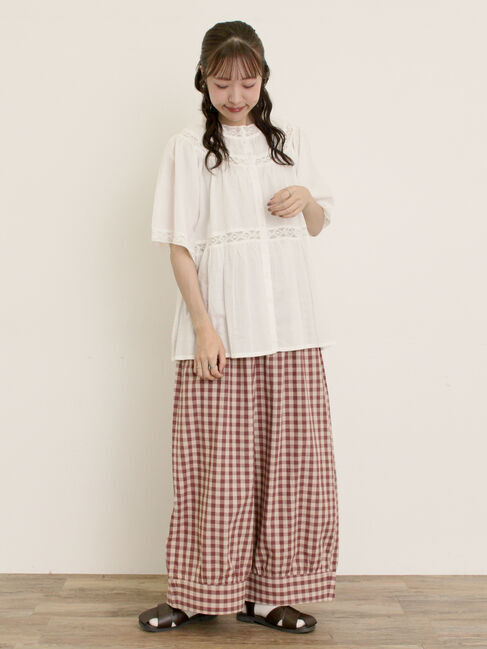 Samansa Mos2「【M/Lサイズ】裾切替ギャザーパンツ」|その他|