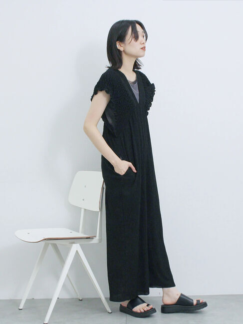 Samansa Mos2 blue「楊柳ワイドロンパース」|その他|