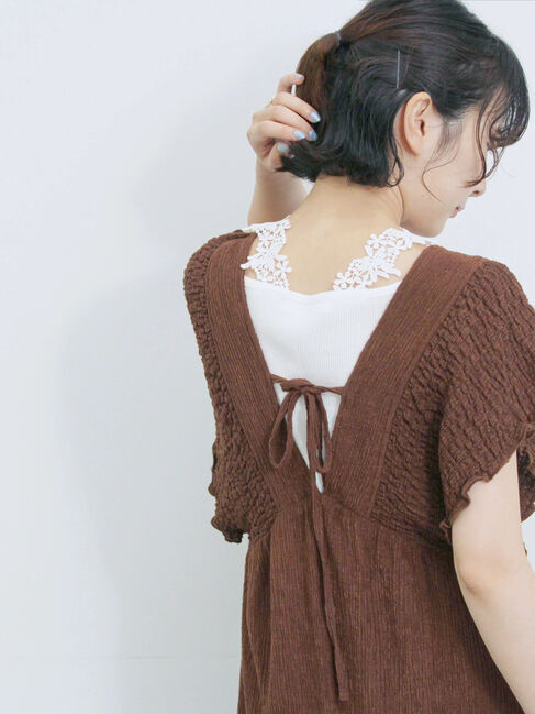 Samansa Mos2 blue「楊柳ワイドロンパース」|その他|