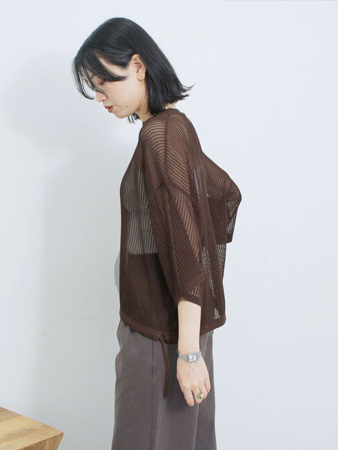 Samansa Mos2 blue「メッシュプルオーバー」|ニット・セーター|