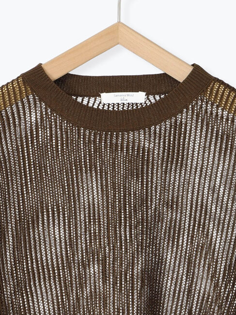 Samansa Mos2 blue「メッシュプルオーバー」|ニット・セーター|