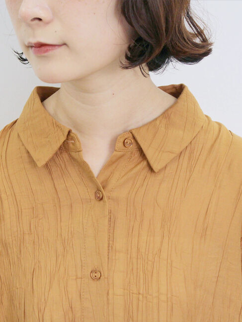 Samansa Mos2 blue「裾ドロスト楊柳シャツ」|シャツ・ブラウス|