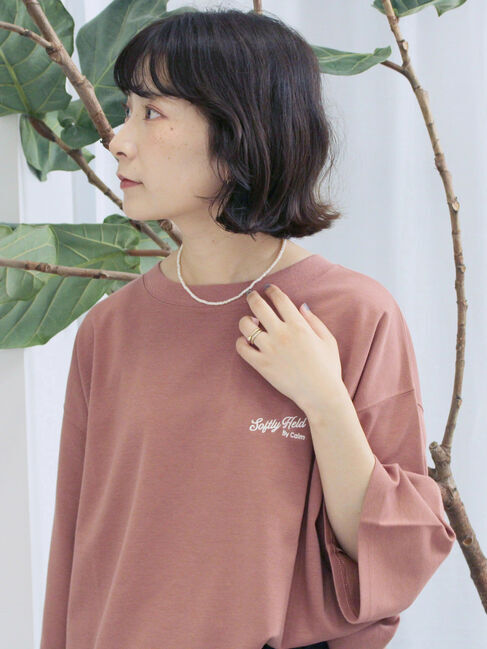 Samansa Mos2 blue「ポンチロゴ刺繍プルオーバー」|Tシャツ・カットソー|