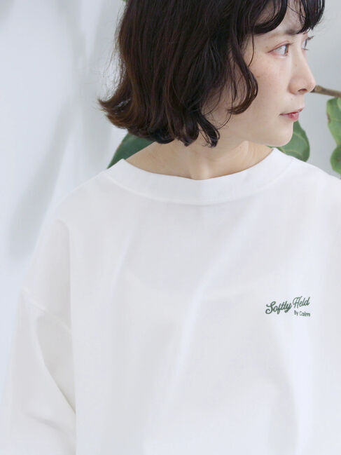 Samansa Mos2 blue「ポンチロゴ刺繍プルオーバー」|Tシャツ・カットソー|