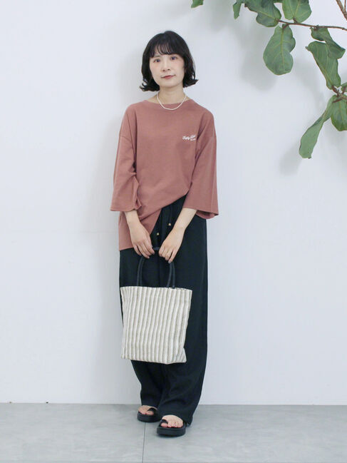 Samansa Mos2 blue「ポンチロゴ刺繍プルオーバー」|Tシャツ・カットソー|