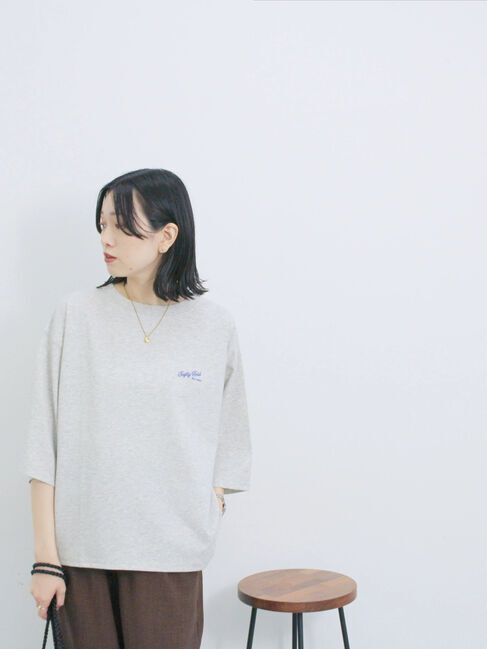 Samansa Mos2 blue「ポンチロゴ刺繍プルオーバー」|Tシャツ・カットソー|