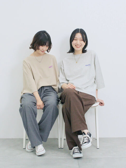 Samansa Mos2 blue「ポンチロゴ刺繍プルオーバー」|Tシャツ・カットソー|