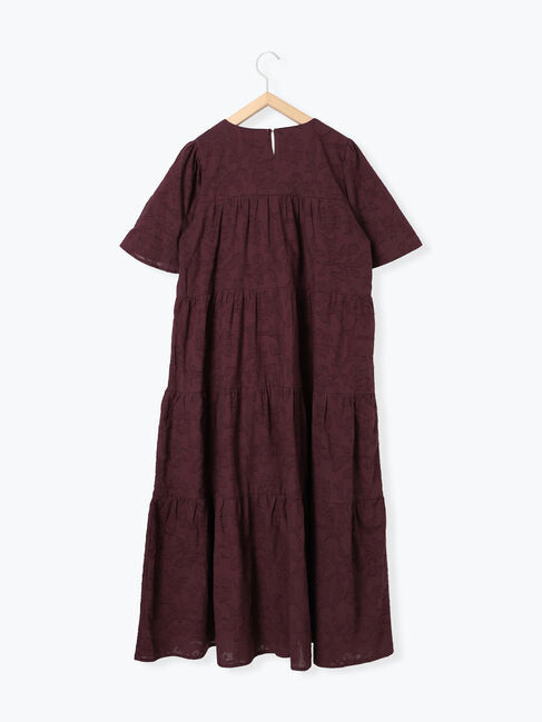 Samansa Mos2 blue「花ジャガードティアードワンピース」|ワンピース|