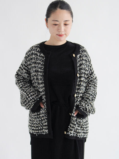 sm2rhythm「ツイード風ニットカーディガン」|カーディガン|