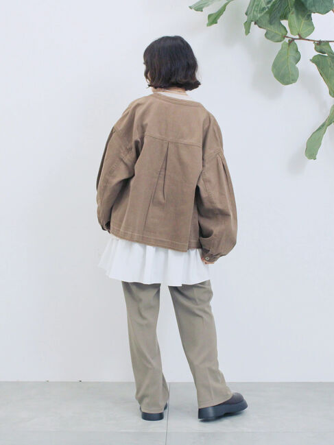 Samansa Mos2 blue「【ECO DENIM 】 ノーカラーブルゾン」|ブルゾン・スタジャン|