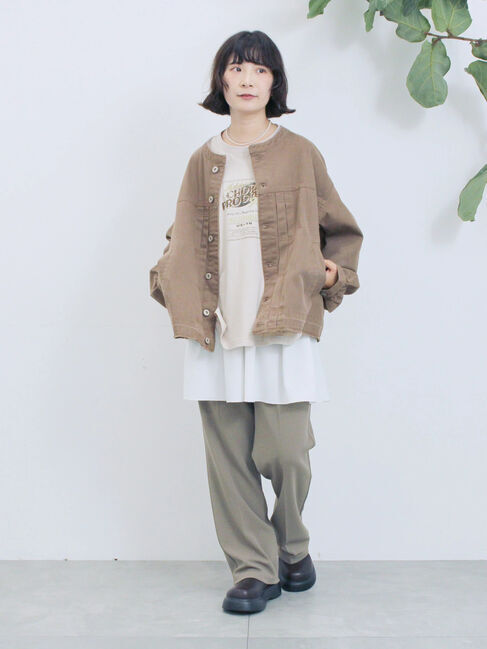 Samansa Mos2 blue「【ECO DENIM 】 ノーカラーブルゾン」|ブルゾン・スタジャン|