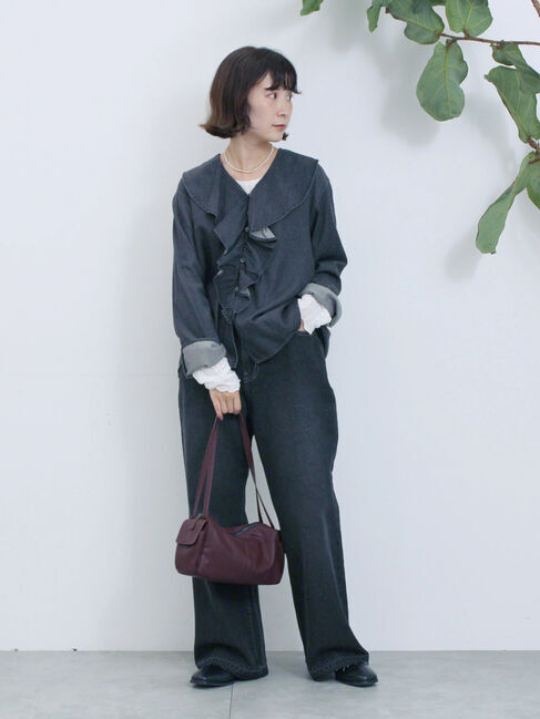 Samansa Mos2 blue「【ECO DENIM 】フリルブラウス」|シャツ・ブラウス|